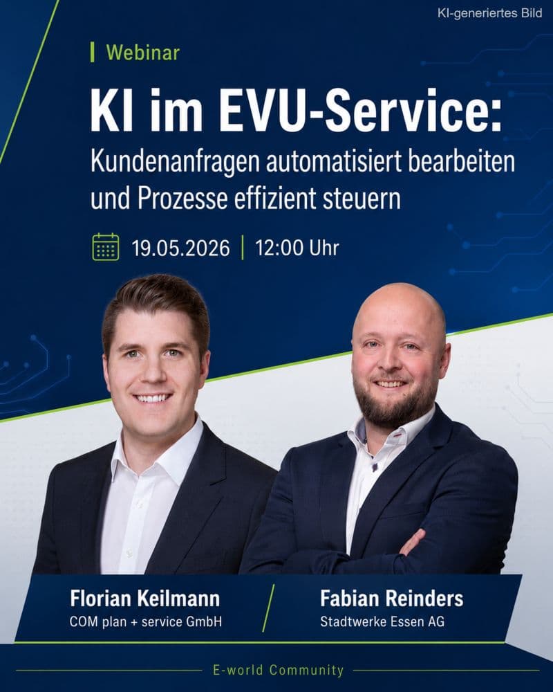Webinar „KI im EVU-Service" mit den Stadtwerken Essen und COM plan + service in der E-world Community